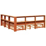 vidaXL Pat cu bibliotecă fără saltea maro 200x200 cm lemn masiv de pin