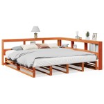 vidaXL Pat cu bibliotecă fără saltea maro 180x200 cm lemn masiv de pin
