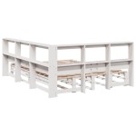 vidaXL Pat cu bibliotecă fără saltea, alb, 150x200 cm, lemn masiv pin