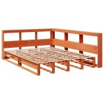 vidaXL Pat cu bibliotecă fără saltea maro 150x200 cm lemn masiv de pin