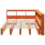 vidaXL Pat cu bibliotecă fără saltea maro 150x200 cm lemn masiv de pin