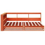 vidaXL Pat cu bibliotecă fără saltea, maro, 120x200 cm, lemn masiv pin vidaXL Pat cu bibliotecă fără saltea, maro, 120x200 cm, lemn masiv pin