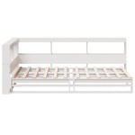 vidaXL Pat cu bibliotecă fără saltea, alb, 100x200 cm, lemn masiv pin vidaXL Pat cu bibliotecă fără saltea, alb, 100x200 cm, lemn masiv pin