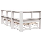 vidaXL Pat cu bibliotecă fără saltea, alb, 100x200 cm, lemn masiv pin vidaXL Pat cu bibliotecă fără saltea, alb, 100x200 cm, lemn masiv pin