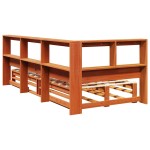 vidaXL Pat cu bibliotecă fără saltea, maro, 100x200 cm, lemn masiv pin vidaXL Pat cu bibliotecă fără saltea, maro, 100x200 cm, lemn masiv pin