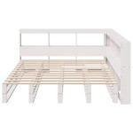 vidaXL Pat cu bibliotecă fără saltea, alb, 140x190 cm, lemn masiv pin