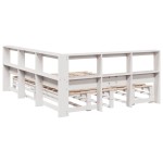 vidaXL Pat cu bibliotecă fără saltea, alb, 135x190 cm, lemn masiv pin vidaXL Pat cu bibliotecă fără saltea, alb, 135x190 cm, lemn masiv pin