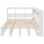 vidaXL Pat cu bibliotecă fără saltea, alb, 120x190 cm, lemn masiv pin