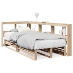 vidaXL Pat cu bibliotecă fără saltea, 90x190 cm, lemn masiv de pin vidaXL Pat cu bibliotecă fără saltea, 90x190 cm, lemn masiv de pin
