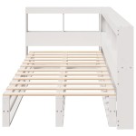 vidaXL Pat cu bibliotecă fără saltea, alb, 90x190 cm, lemn masiv pin vidaXL Pat cu bibliotecă fără saltea, alb, 90x190 cm, lemn masiv pin