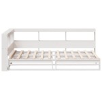 vidaXL Pat cu bibliotecă fără saltea, alb, 90x190 cm, lemn masiv pin vidaXL Pat cu bibliotecă fără saltea, alb, 90x190 cm, lemn masiv pin