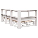 vidaXL Pat cu bibliotecă fără saltea, alb, 90x190 cm, lemn masiv pin vidaXL Pat cu bibliotecă fără saltea, alb, 90x190 cm, lemn masiv pin