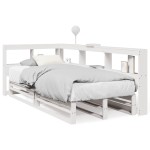 vidaXL Pat cu bibliotecă fără saltea, alb, 75x190 cm, lemn masiv pin