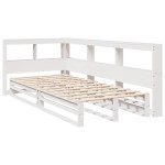vidaXL Pat cu bibliotecă fără saltea, alb, 75x190 cm, lemn masiv pin