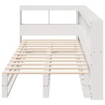 vidaXL Pat cu bibliotecă fără saltea, alb, 75x190 cm, lemn masiv pin