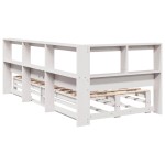 vidaXL Pat cu bibliotecă fără saltea, alb, 75x190 cm, lemn masiv pin