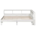 vidaXL Pat cu bibliotecă fără saltea, alb, 200x200 cm, lemn masiv pin vidaXL Pat cu bibliotecă fără saltea, alb, 200x200 cm, lemn masiv pin