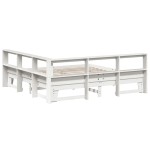 vidaXL Pat cu bibliotecă fără saltea, alb, 200x200 cm, lemn masiv pin vidaXL Pat cu bibliotecă fără saltea, alb, 200x200 cm, lemn masiv pin