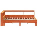 vidaXL Pat cu bibliotecă fără saltea maro 150x200 cm lemn masiv de pin
