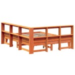 vidaXL Pat cu bibliotecă fără saltea maro 150x200 cm lemn masiv de pin