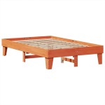 vidaXL Pat cu bibliotecă fără saltea, maro, 120x200 cm, lemn masiv pin vidaXL Pat cu bibliotecă fără saltea, maro, 120x200 cm, lemn masiv pin