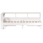 vidaXL Pat cu bibliotecă fără saltea, alb, 100x200 cm, lemn masiv pin