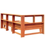 vidaXL Pat cu bibliotecă fără saltea, maro, 100x200 cm, lemn masiv pin vidaXL Pat cu bibliotecă fără saltea, maro, 100x200 cm, lemn masiv pin