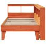 vidaXL Pat cu bibliotecă fără saltea, maro, 90x200 cm, lemn masiv pin vidaXL Pat cu bibliotecă fără saltea, maro, 90x200 cm, lemn masiv pin
