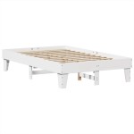 vidaXL Pat cu bibliotecă fără saltea, alb, 140x190 cm, lemn masiv pin vidaXL Pat cu bibliotecă fără saltea, alb, 140x190 cm, lemn masiv pin