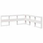 vidaXL Pat cu bibliotecă fără saltea, alb, 140x190 cm, lemn masiv pin vidaXL Pat cu bibliotecă fără saltea, alb, 140x190 cm, lemn masiv pin