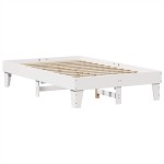 vidaXL Pat cu bibliotecă fără saltea, alb, 135x190 cm, lemn masiv pin vidaXL Pat cu bibliotecă fără saltea, alb, 135x190 cm, lemn masiv pin
