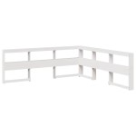 vidaXL Pat cu bibliotecă fără saltea, alb, 135x190 cm, lemn masiv pin vidaXL Pat cu bibliotecă fără saltea, alb, 135x190 cm, lemn masiv pin