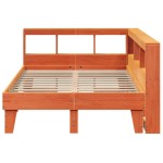 vidaXL Pat cu bibliotecă fără saltea maro 135x190 cm lemn masiv de pin vidaXL Pat cu bibliotecă fără saltea maro 135x190 cm lemn masiv de pin