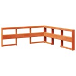 vidaXL Pat cu bibliotecă fără saltea, maro, 120x190 cm, lemn masiv pin vidaXL Pat cu bibliotecă fără saltea, maro, 120x190 cm, lemn masiv pin