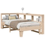 vidaXL Pat cu bibliotecă fără saltea, 90x190 cm, lemn masiv de pin vidaXL Pat cu bibliotecă fără saltea, 90x190 cm, lemn masiv de pin