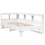 vidaXL Pat cu bibliotecă fără saltea, alb, 90x190 cm, lemn masiv pin