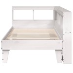 vidaXL Pat cu bibliotecă fără saltea, alb, 90x190 cm, lemn masiv pin
