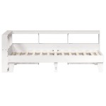 vidaXL Pat cu bibliotecă fără saltea, alb, 90x190 cm, lemn masiv pin