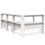 vidaXL Pat cu bibliotecă fără saltea, alb, 90x190 cm, lemn masiv pin