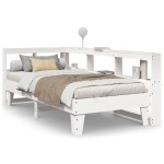 vidaXL Pat cu bibliotecă fără saltea, alb, 75x190 cm, lemn masiv pin
