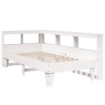 vidaXL Pat cu bibliotecă fără saltea, alb, 75x190 cm, lemn masiv pin