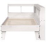 vidaXL Pat cu bibliotecă fără saltea, alb, 75x190 cm, lemn masiv pin