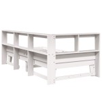 vidaXL Pat cu bibliotecă fără saltea, alb, 75x190 cm, lemn masiv pin