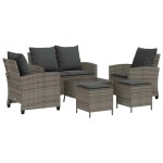 vidaXL Set mobilier grădină cu perne, 6 piese, gri, poliratan