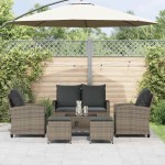 vidaXL Set mobilier grădină cu perne, 6 piese, gri, poliratan