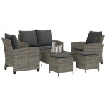 vidaXL Set mobilier grădină cu perne, 6 piese, gri, poliratan
