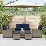 vidaXL Set mobilier grădină cu perne, 6 piese, gri, poliratan vidaXL Set mobilier grădină cu perne, 6 piese, gri, poliratan