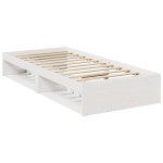 vidaXL Pat de zi cu saltea alb 100x200 cm lemn masiv de pin