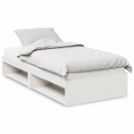 vidaXL Pat de zi cu saltea, alb, 80x200 cm, lemn masiv pin