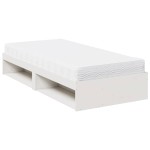 vidaXL Pat de zi cu saltea, alb, 80x200 cm, lemn masiv pin